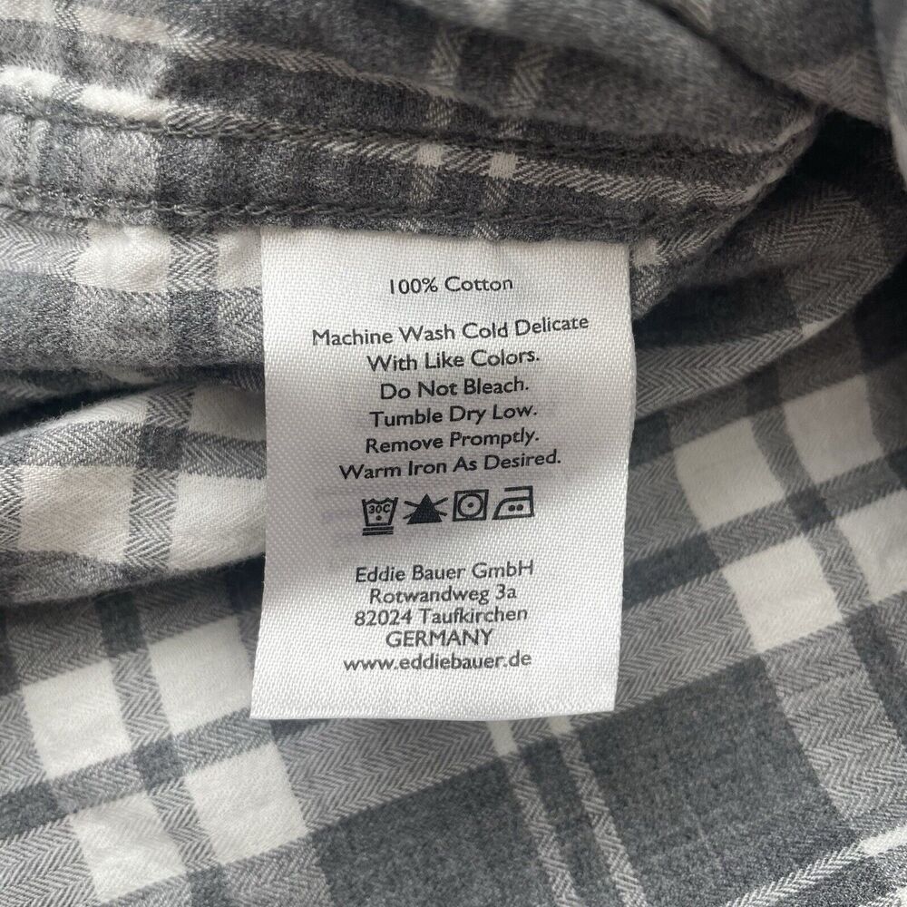 Eddie Bauer Shirt Mens Large Grey White Plaid Casual Button Up Classic Fit - Picture 4 of 7